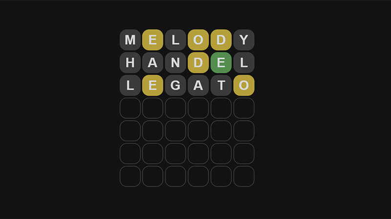 A sample of musical words that Byrdle accepts.