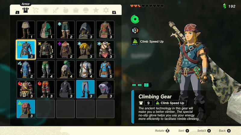 climbing gear stats