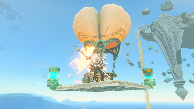 Using Hot Air Balloon Zonai Device to reach the land of the sky fish