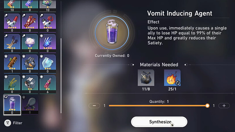 Crafting Vomit Inducing Agent to Complete Insatiable Achievement in Honkai Star Rail