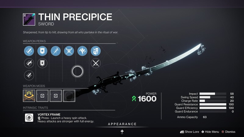 Destiny 2 Thin Precipice God Roll