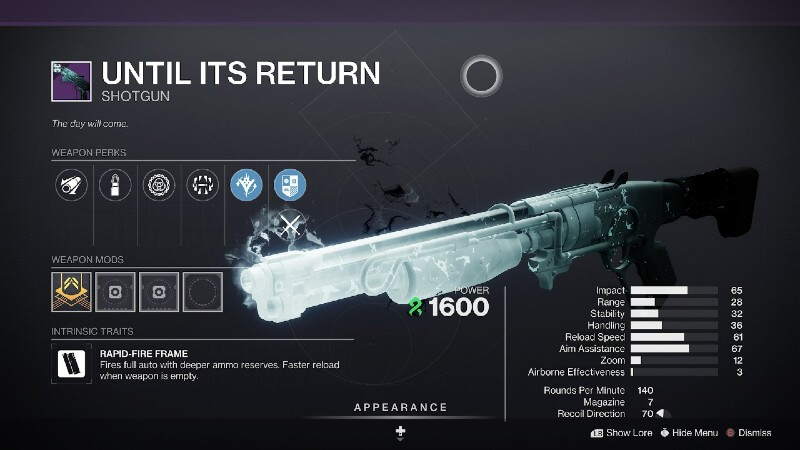 Destiny 2 Until Its Return God Roll