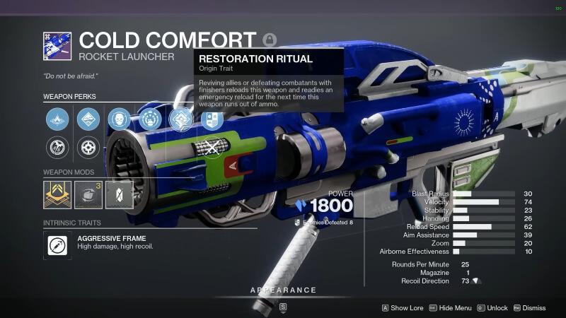 God Roll for the Cold Comfort weapon in Destiny 2.