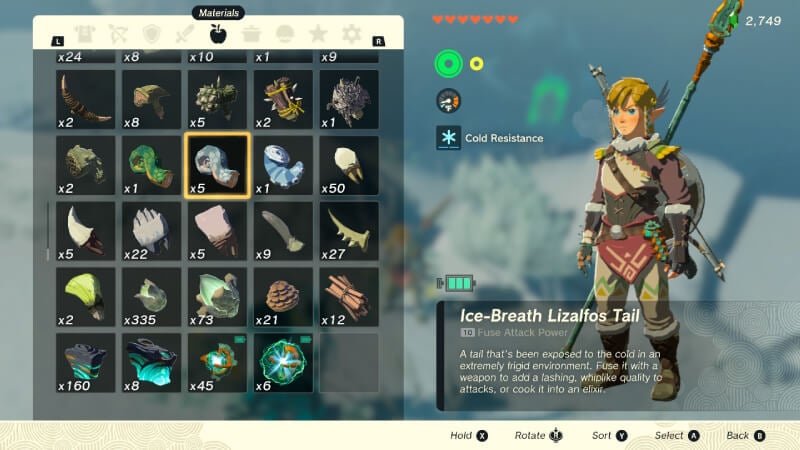 Ice Breath Lizalfos Tails Tears of the Kingdom