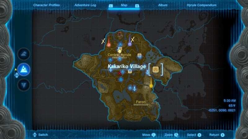 Kakariko Village Zelda Tears of the Kingdom map
