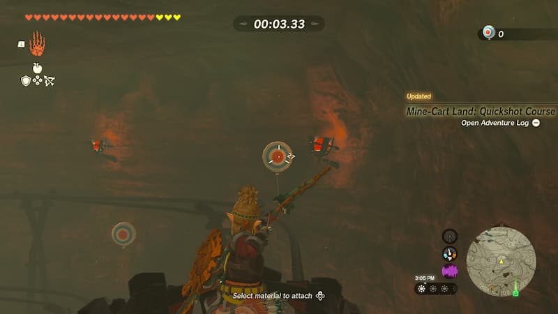 Mine Cart Land Quickshot Course Tears of the Kingdom Targets
