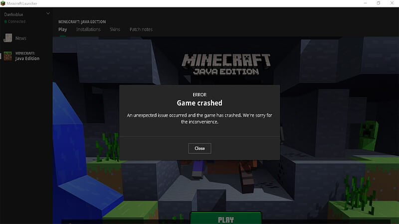 An image of the Minecraft Exit Code 1 Error.
