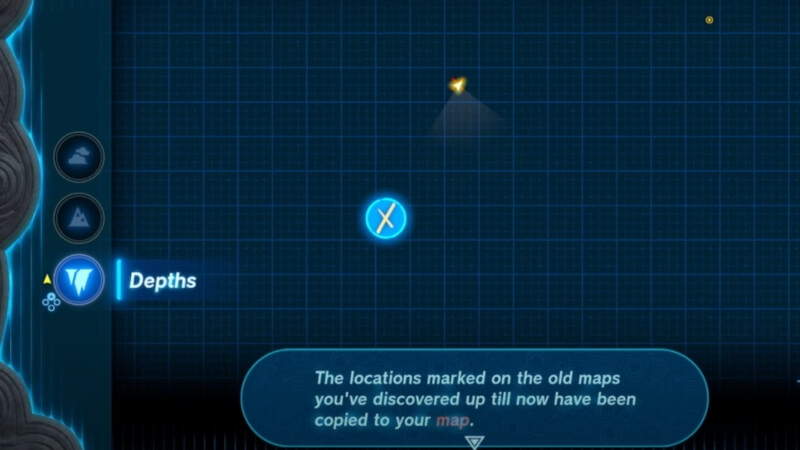 X spot on the old maps in Zelda Tears of the Kingdom