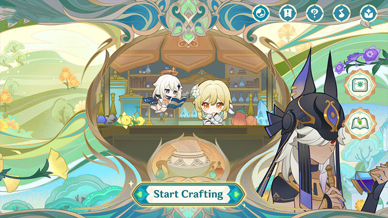 Paimon and Traveler Participating in Web Event with Cyno