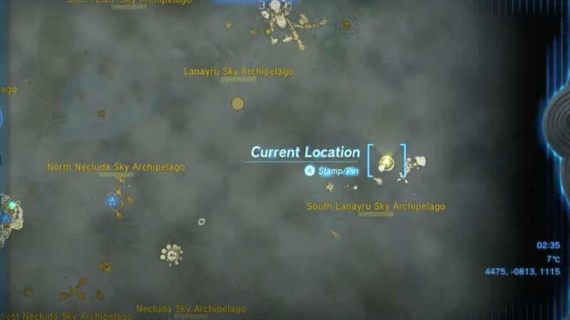 South Lanayru Sky Archipelago Location in Zelda: Tears of the Kingdom.