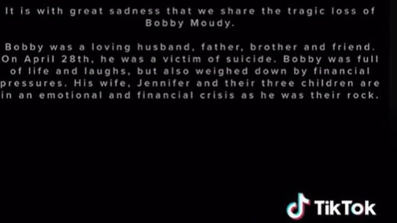 Statement on Bobby Moudy's suicide