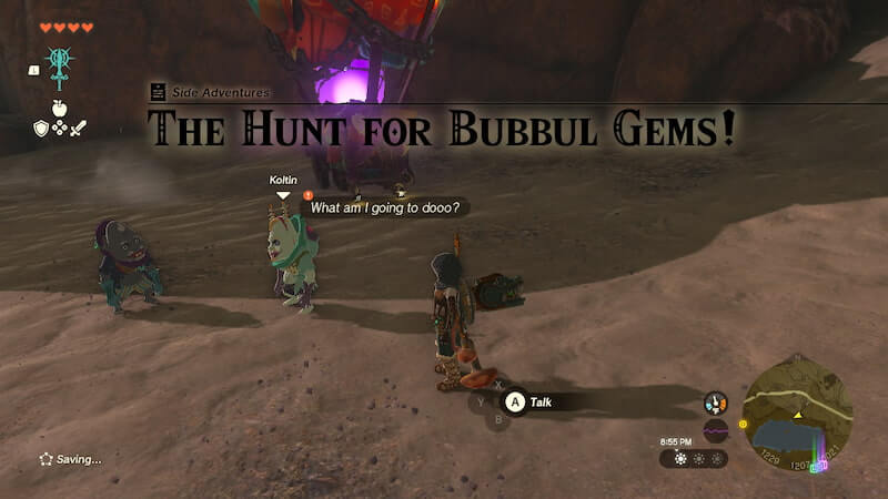 The Hunt For Bubbul Gems in Tears of the Kingdom Bokoblin Mask Reward Side Quest Zelda TOTK