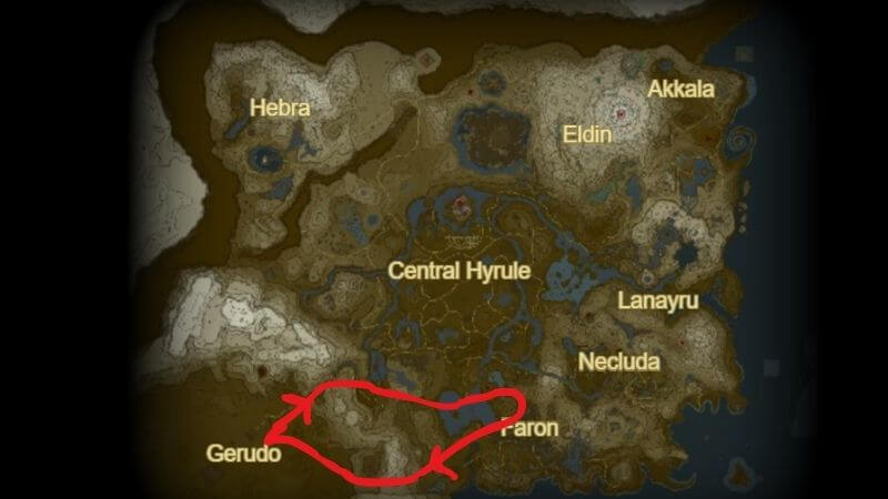 Zelda Tears of the Kingdom Farosh Path on the Map