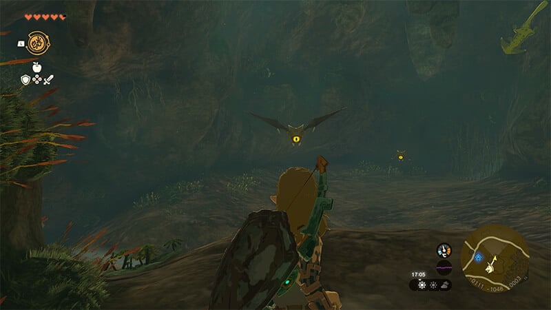 A few Keese enemies in Zelda Tears of the Kingdom.