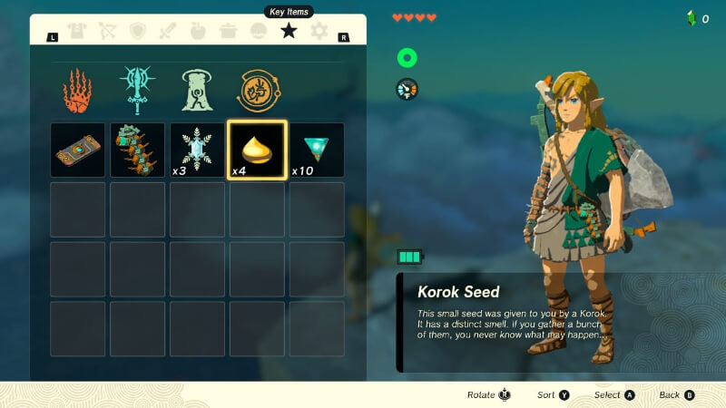Korok Seeds in Zelda Tears of the Kingdom