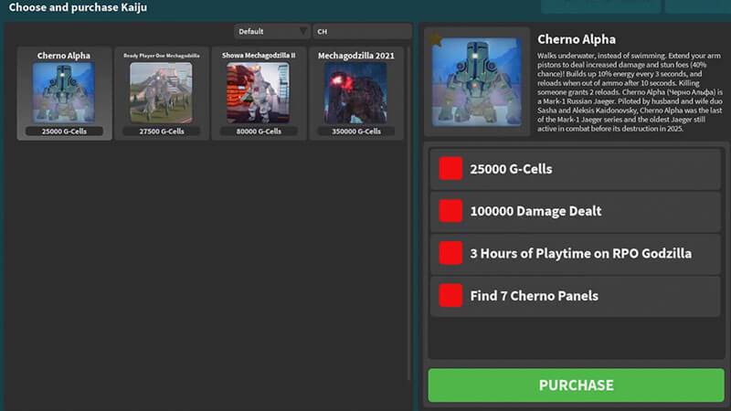 Cherno Alpha prerequisite in Kaiju Universe