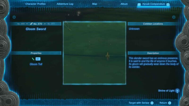 The Gloom Sword is one of the best weapons in Tears of the Kingdom.