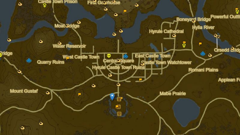 Location of the Lookout Landing Skyview Tower in Zelda: Tears of the Kingdom