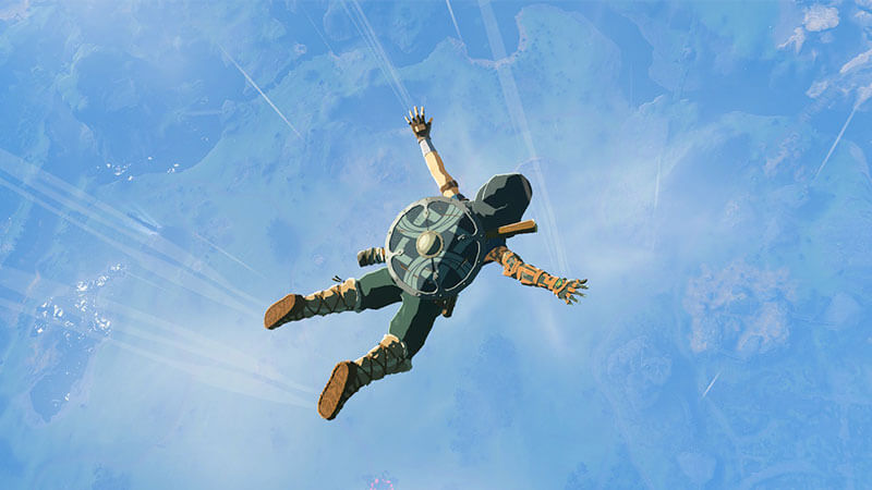 Link jumping off from the sky in Zelda: Tears of the Kingdom