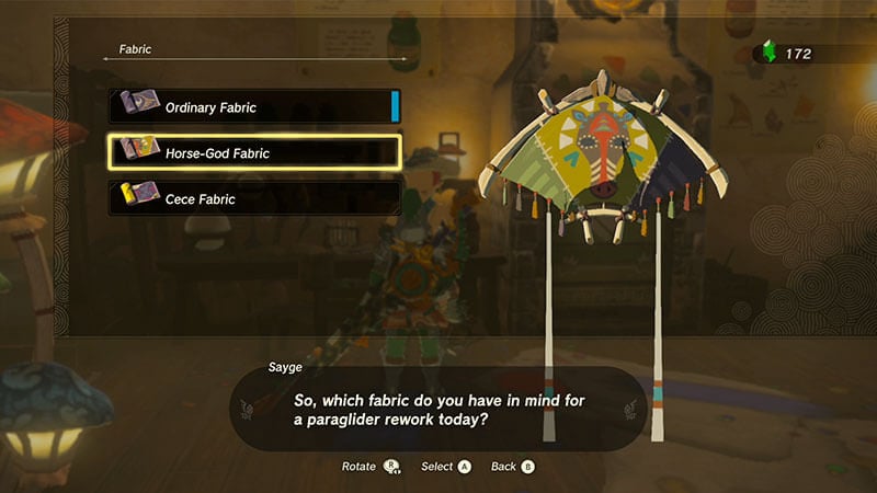 How to change glider skin in Tears of the Kingdom