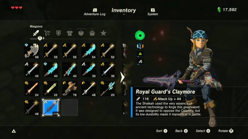 The Royal Guard Claymore is a high damage weapon.