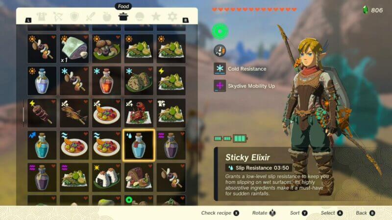 Elixirs in Tears of the Kingdom are great for navigation, especially in the rain and over icy climates.