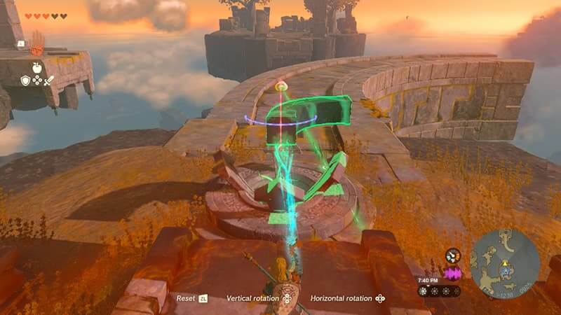 Link completing the Josiu Shrine puzzle in Tears of the Kingdom