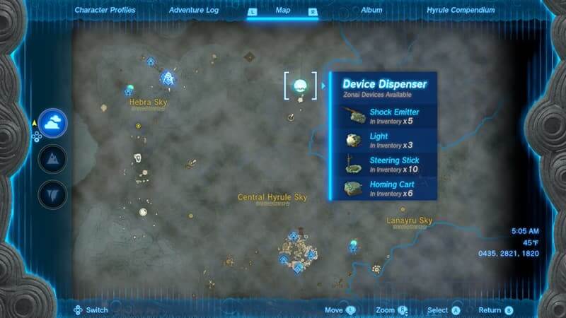 Location of Steering Sticks in Tears of the Kingdom.