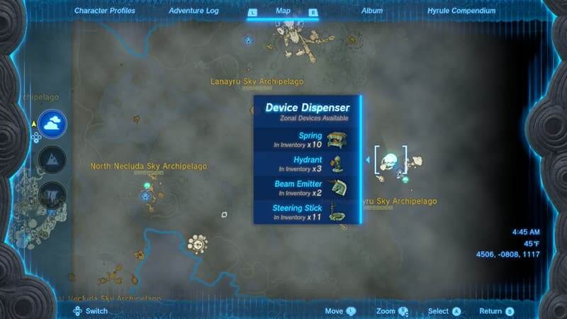 Sihajog Device Dispenser contents in Tears of the Kingdom.