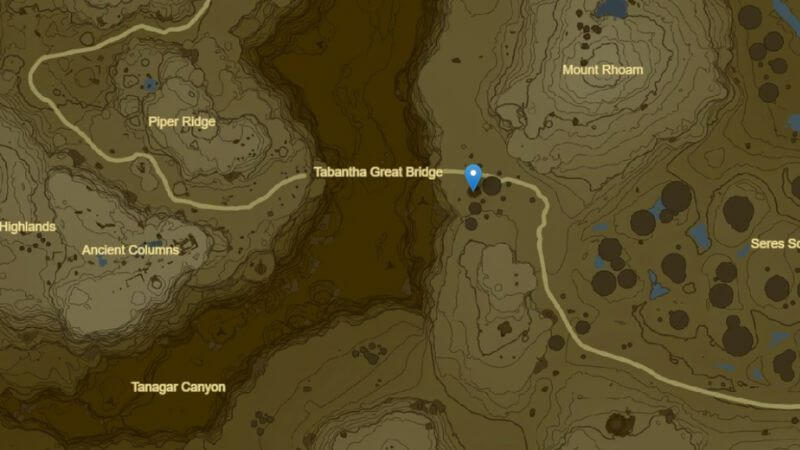Zelda Tears of the Kingdom: The Tabantha Bridge Stable on the map