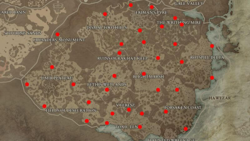 Hawezar Altar of Lilith Statue Map Locations