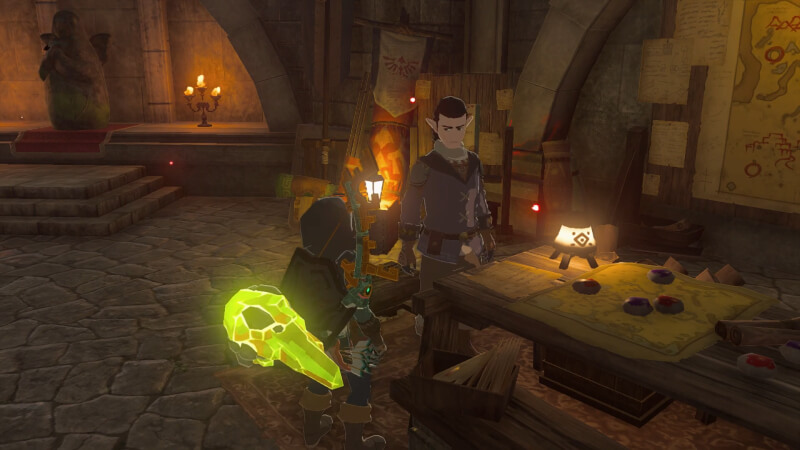 Link and Gralens talking in Emergency Shelter