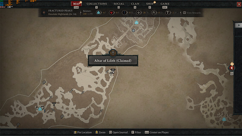 Fractured Peaks second Altar of Lilith Location