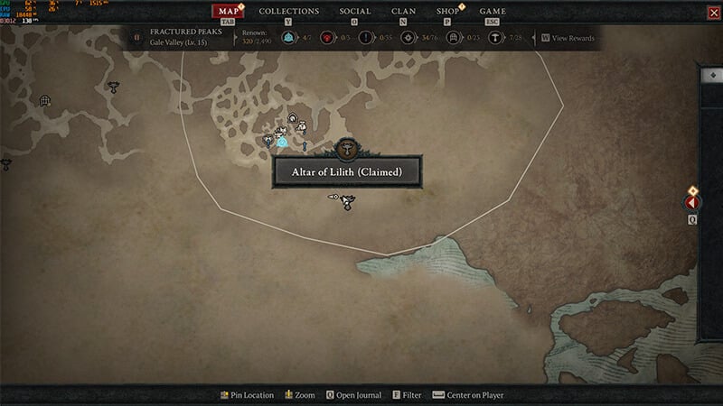 Fractured Peaks Trekker's Nook Altar of Lilith Location in Diablo 4