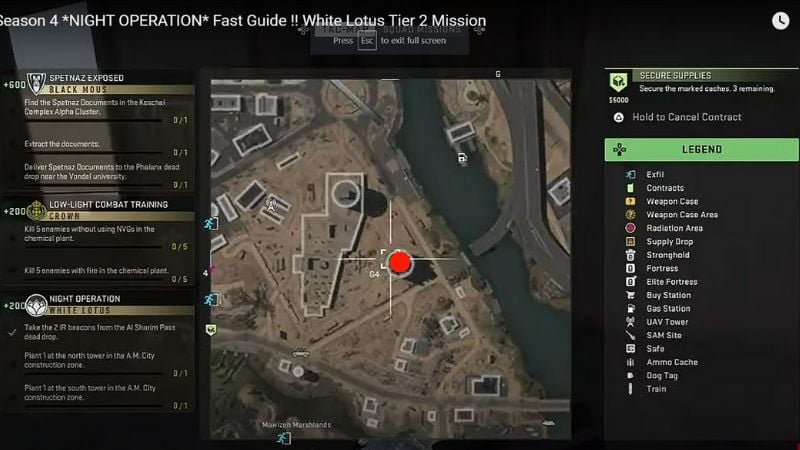 DMZ Night Operation Mission Tower Map Location