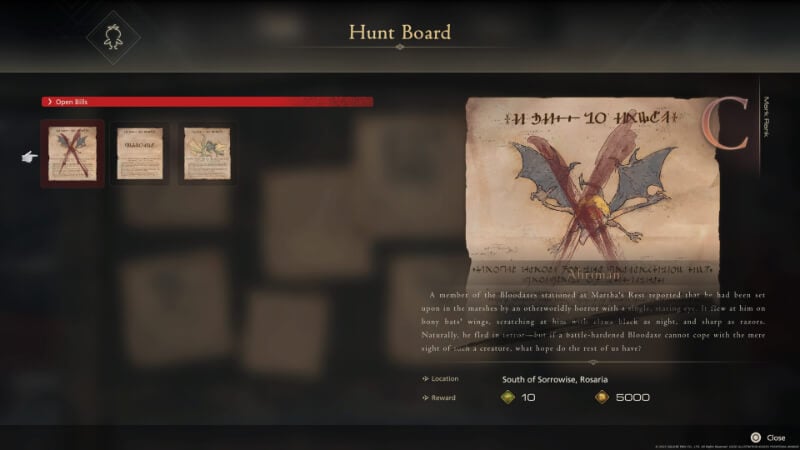 Hunt Board with Notorious Marks Final Fantasy 162