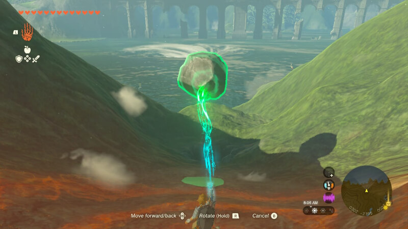Link using Ultrahand skill on a rock