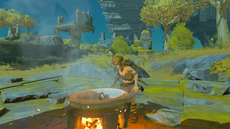 Link cooking in Totk.