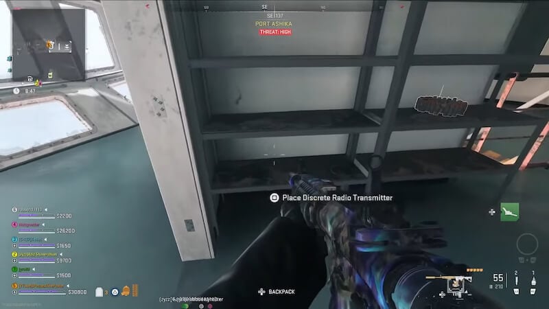 Planting the Radio Transmitter in the mission.