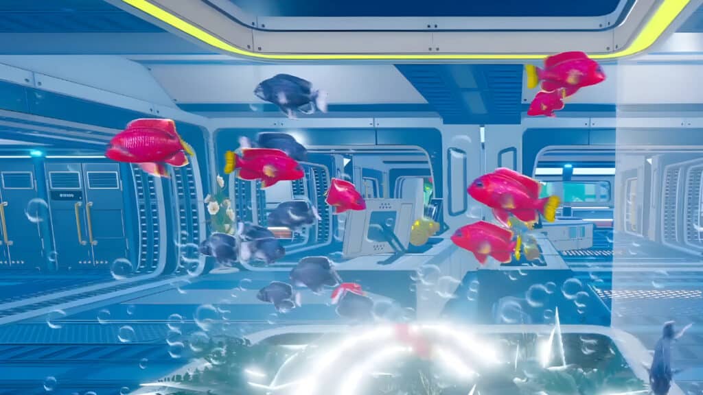 How to Get (& Use) Fish Eggs in The Planet Crafter Fish swim in an aquarium in The Planet Crafter