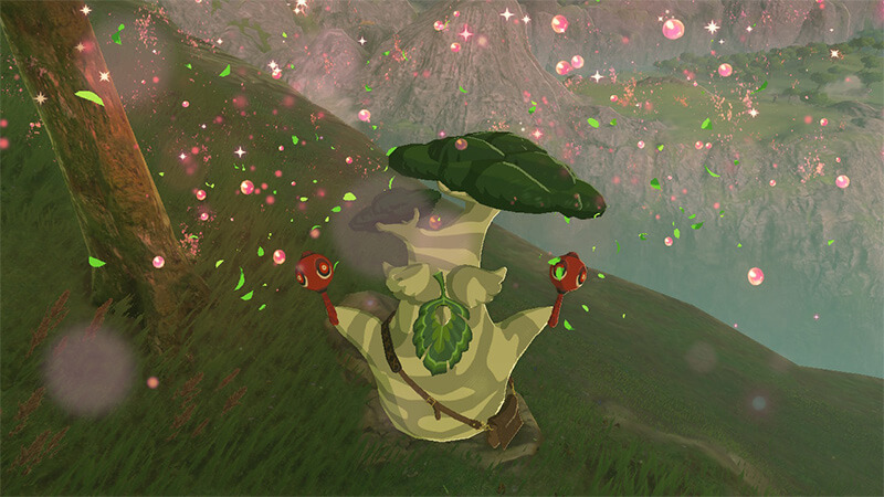 Hestu celebrating after receiving Korok Seeds in Tears of the Kingdom.