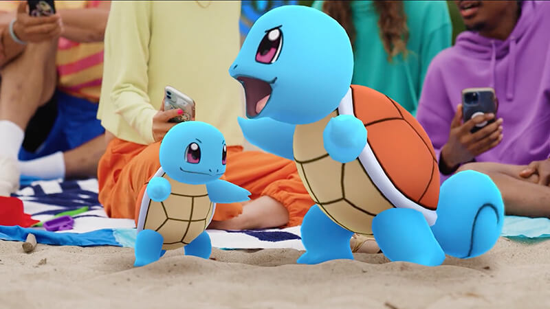 Two Squirtles on the Beach in Pokemon Go