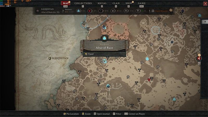 Altar of Ruin Waypoint Map