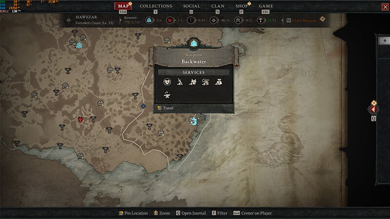 Backwater waypoint Map