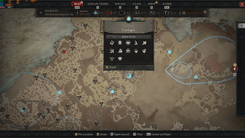 Cerrigar Waypoint map