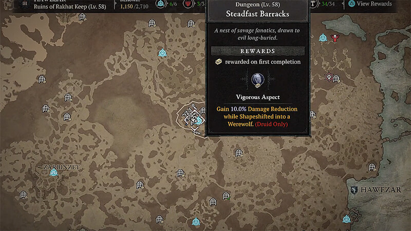 Where To Find Vigorous Aspect in Diablo 4 Map Location