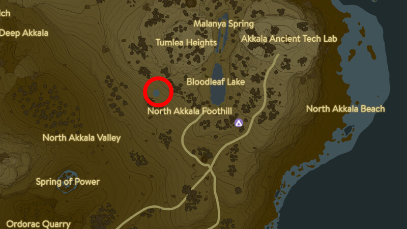 Location of Stone Talus on the map in Zelda Tears of the Kingdom