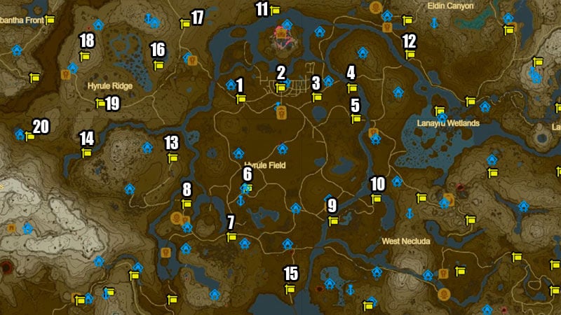 Addison Locations in Zelda Tears of the Kingdom Central Hyrule