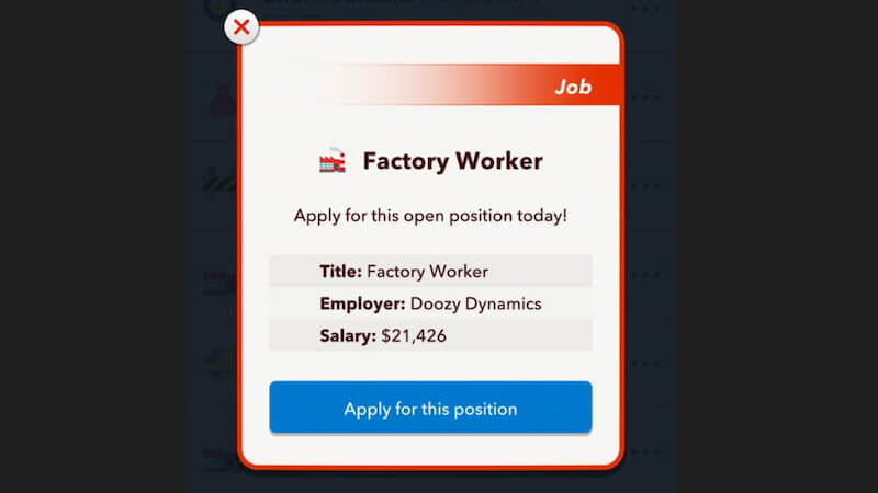 factory worker bitlife