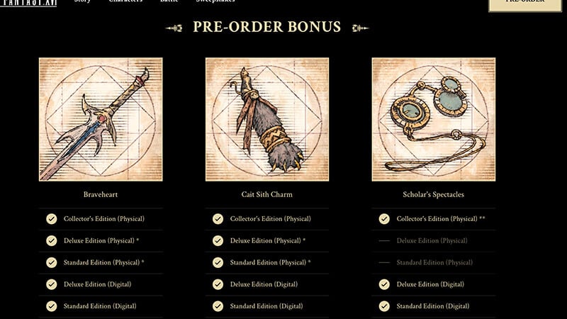 Final Fantasy 16 Pre-Order Bonuses and Editions